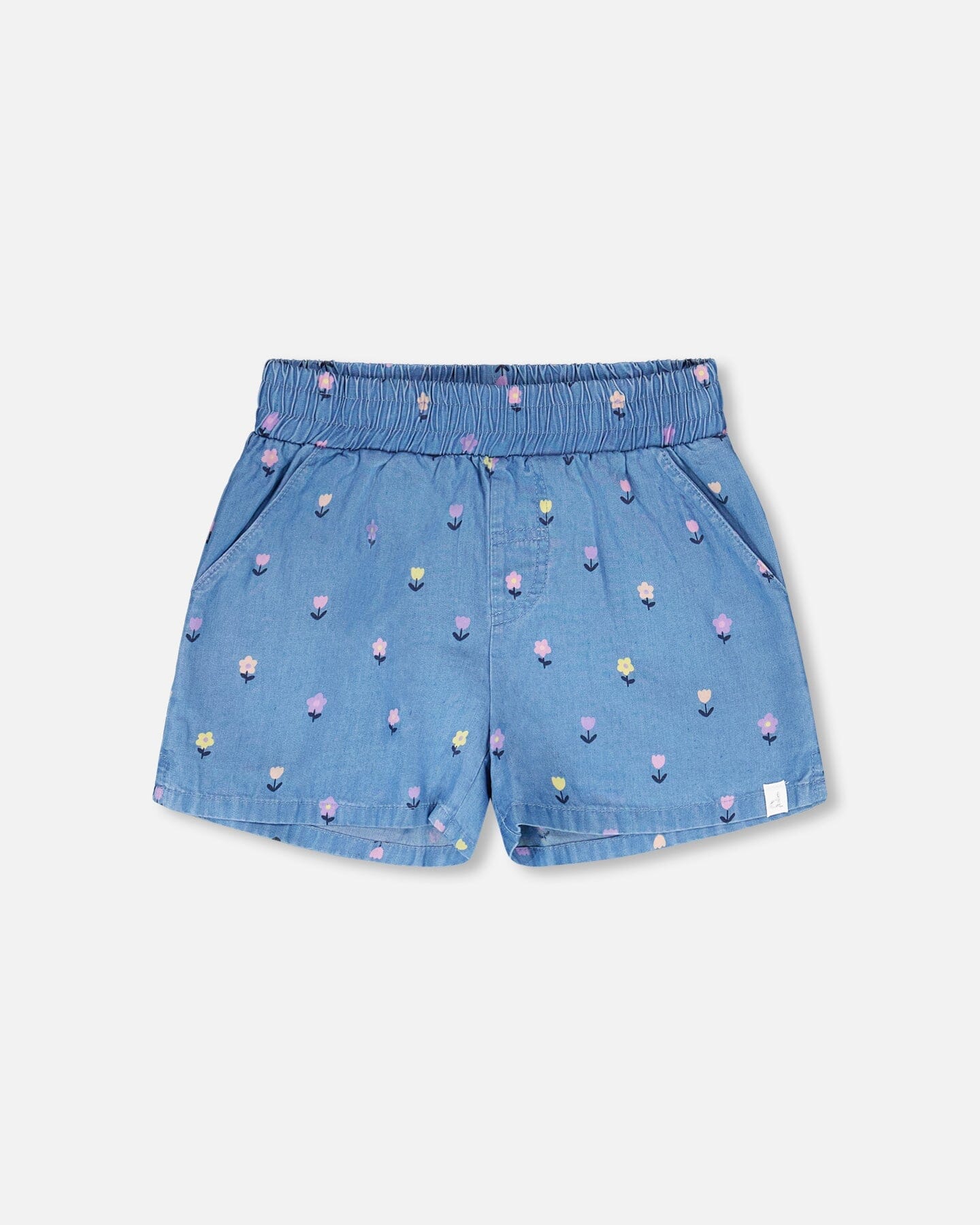Chambray Shorts Blue Flower Print - H30YG28_3H179