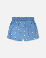 Chambray Shorts Blue Flower Print - H30YG28_3H179