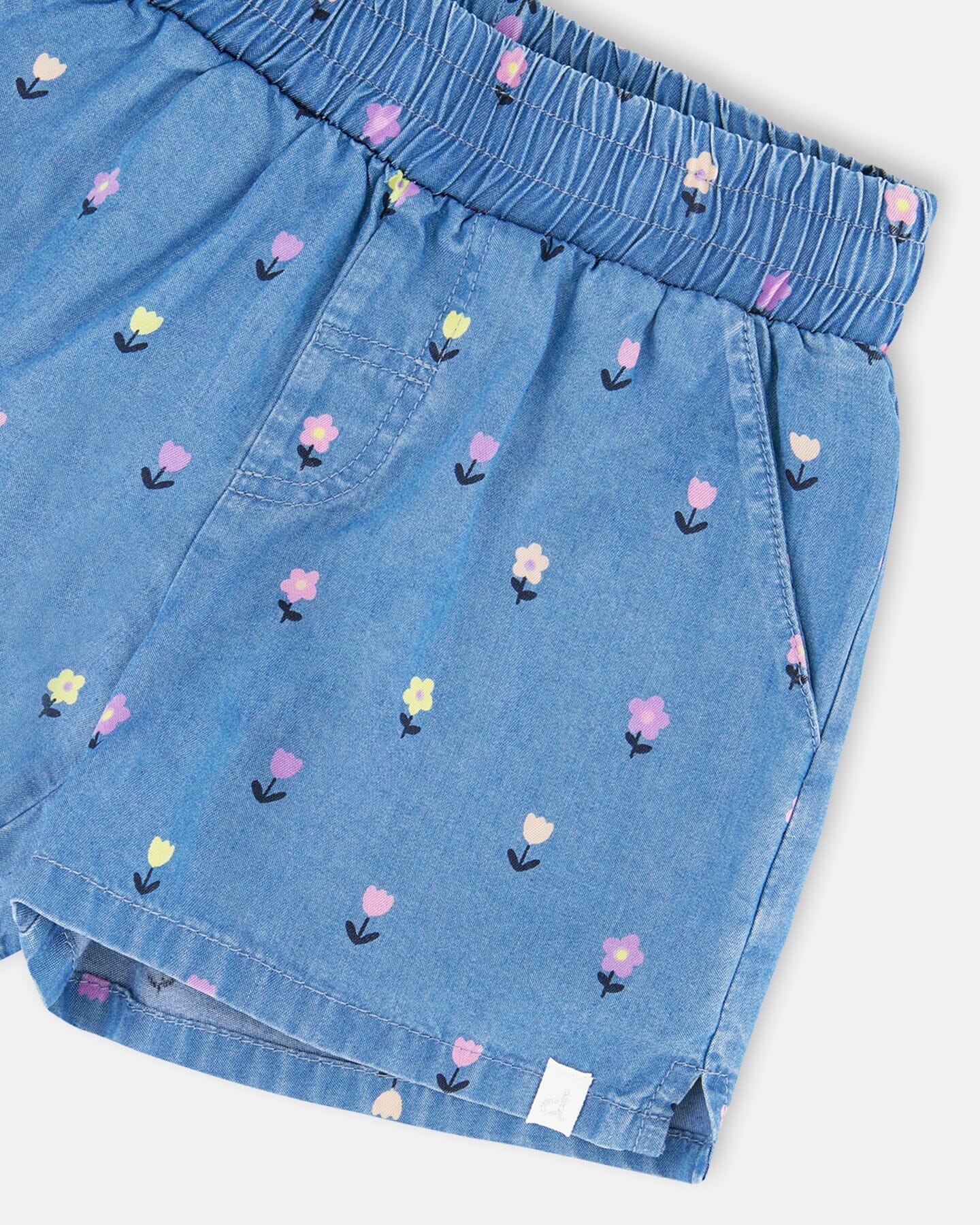Chambray Shorts Blue Flower Print - H30YG28_3H179