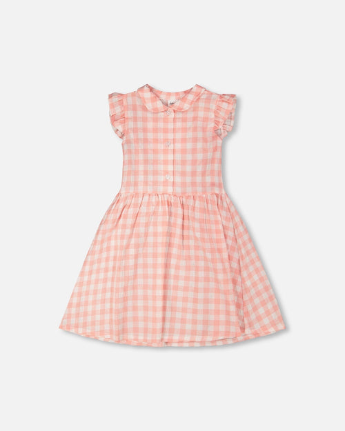 Sleeveless Button Down Dress Pink Gingham - H30YG85_3H177