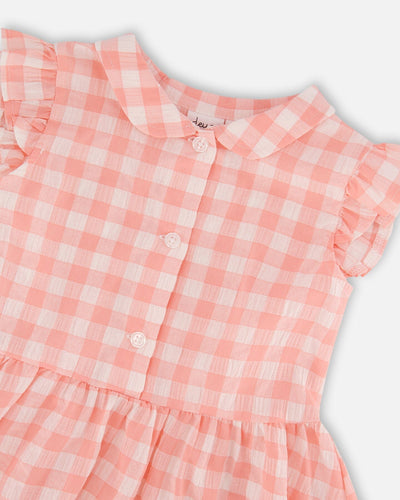 Sleeveless Button Down Dress Pink Gingham - H30YG85_3H177