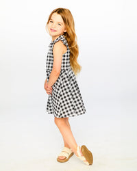 Sleeveless Button Down Dress Black Gingham - H30YG85_3H178