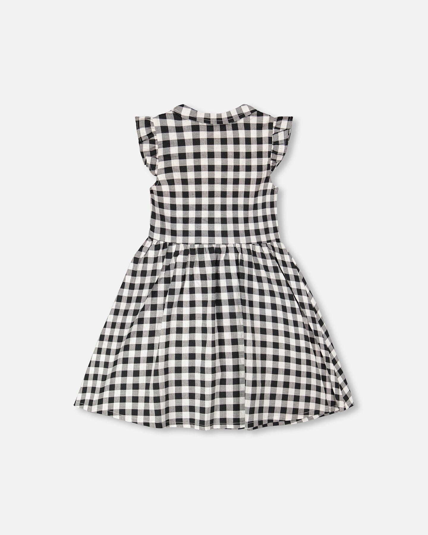 Sleeveless Button Down Dress Black Gingham - H30YG85_3H178