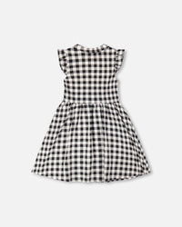 Sleeveless Button Down Dress Black Gingham - H30YG85_3H178