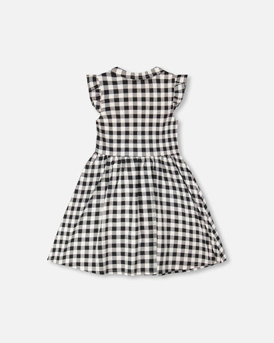 Sleeveless Button Down Dress Black Gingham - H30YG85_3H178