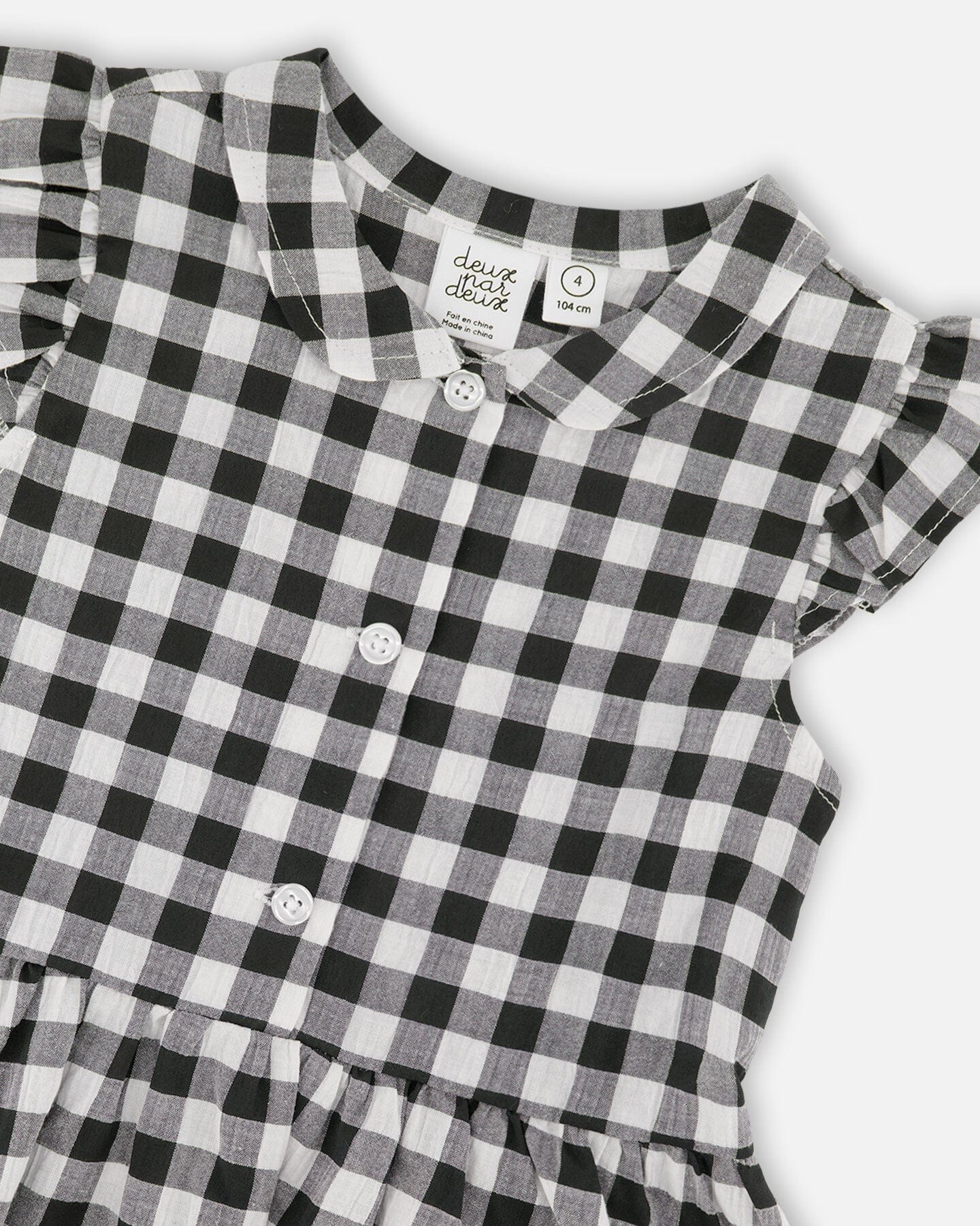 Sleeveless Button Down Dress Black Gingham - H30YG85_3H178
