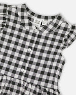 Sleeveless Button Down Dress Black Gingham - H30YG85_3H178