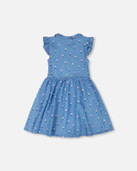 Sleeveless Button Down Dress Blue Flower Print - H30YG85_3H179