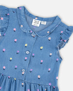 Sleeveless Button Down Dress Blue Flower Print - H30YG85_3H179