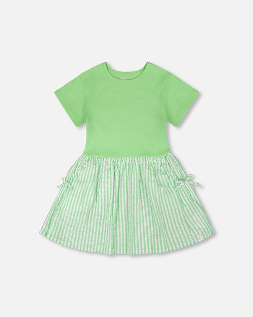 Bi-Material Dress Mint Green - H30YG86_03007