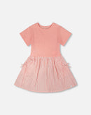 Bi-Material Dress Peach Pink - H30YG86_06160