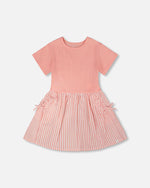 Bi-Material Dress Peach Pink - H30YG86_06160