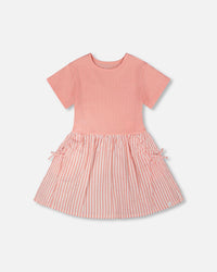 Bi-Material Dress Peach Pink - H30YG86_06160