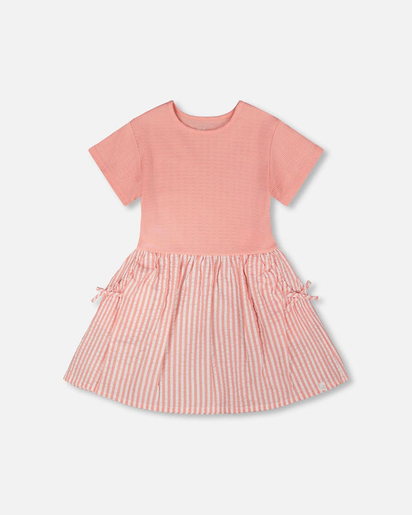 Bi-Material Dress Peach Pink - H30YG86_06160