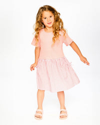 Bi-Material Dress Peach Pink - H30YG86_06160