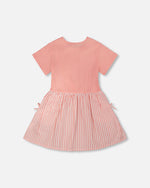 Bi-Material Dress Peach Pink - H30YG86_06160