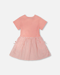 Bi-Material Dress Peach Pink - H30YG86_06160