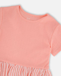 Bi-Material Dress Peach Pink - H30YG86_06160