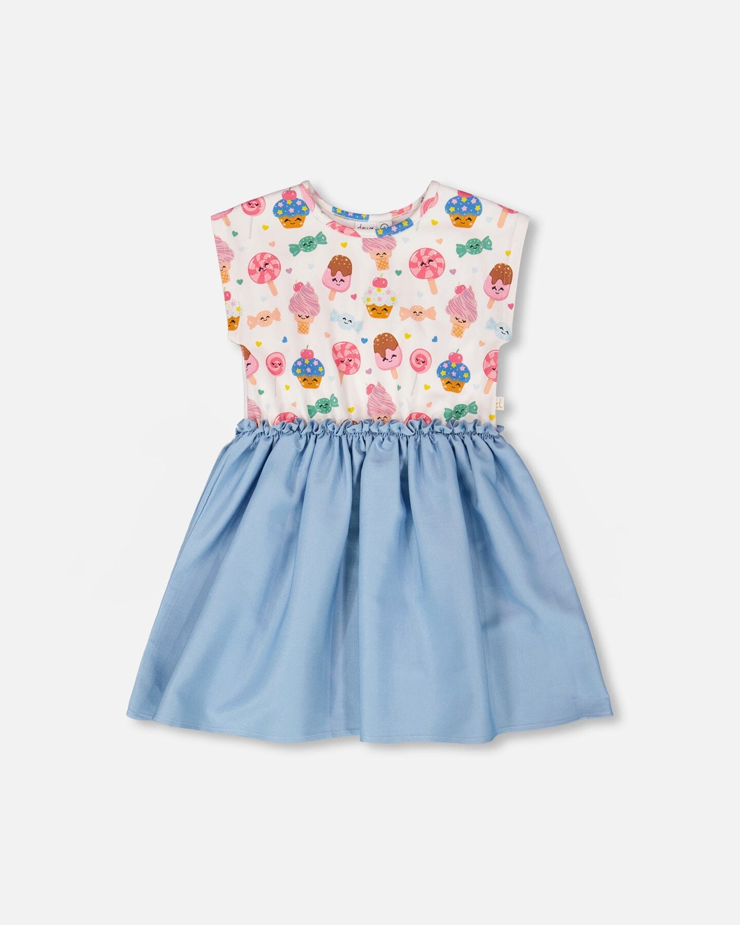 Bi-Material Dress White Candy Print - H30YG87_3H175