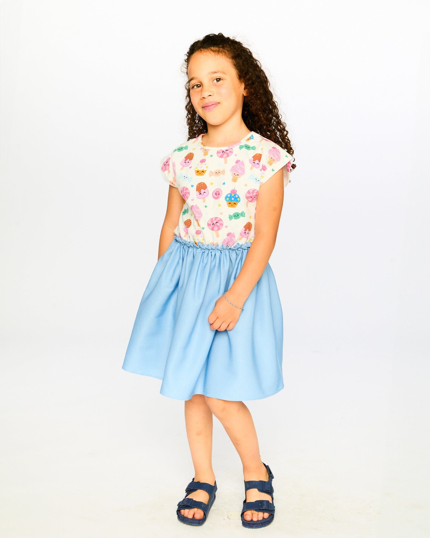 Bi-Material Dress White Candy Print - H30YG87_3H175