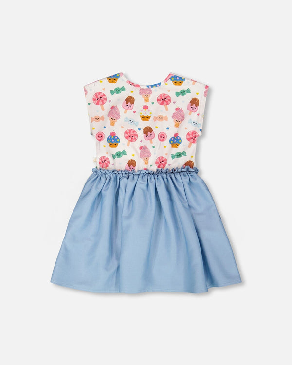 Bi-Material Dress White Candy Print - H30YG87_3H175