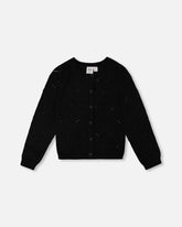 Pointelle Knit Cardigan Black