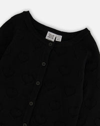 Pointelle Knit Cardigan Black - H30YGT30_09990