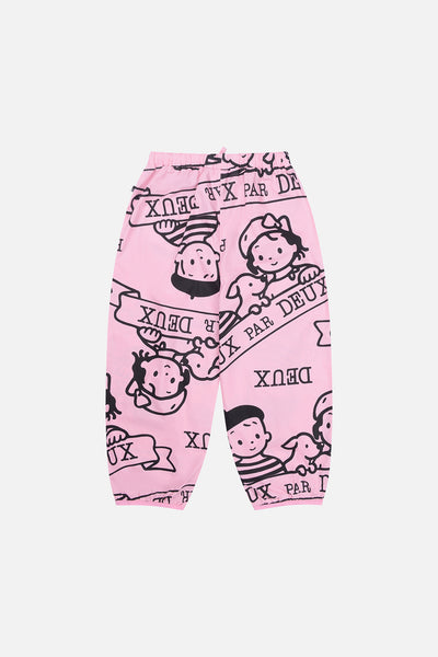 40. Jubiläum bedruckte Poplin-Hose in zartem Rosa