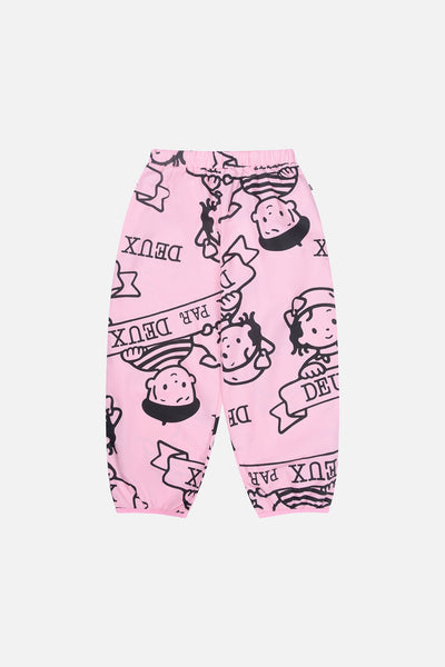 40. Jubiläum bedruckte Poplin-Hose in zartem Rosa
