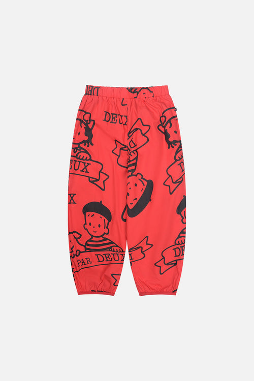 Pantalon en popeline imprimée 40e anniversaire rouge coquelicot