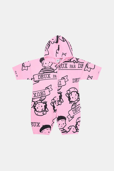 40. Jubiläum bedruckter Jersey-Einteiler in zartem Rosa