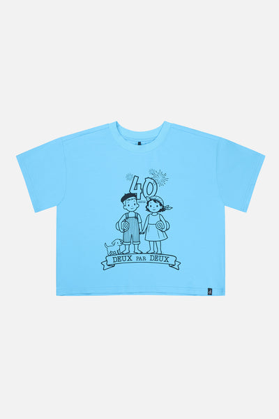 40. Jubiläums-Grafik-T-Shirt Himmelblau