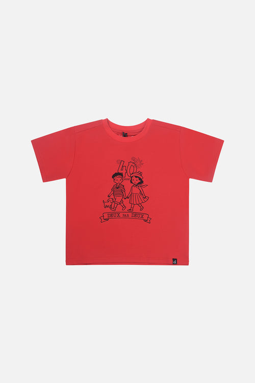 T-shirt graphique 40e anniversaire rouge coquelicot