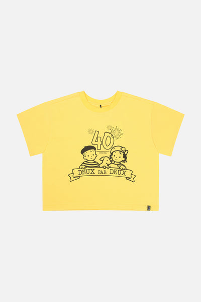 T-shirt graphique boxy adulte 40e anniversaire jaune miel