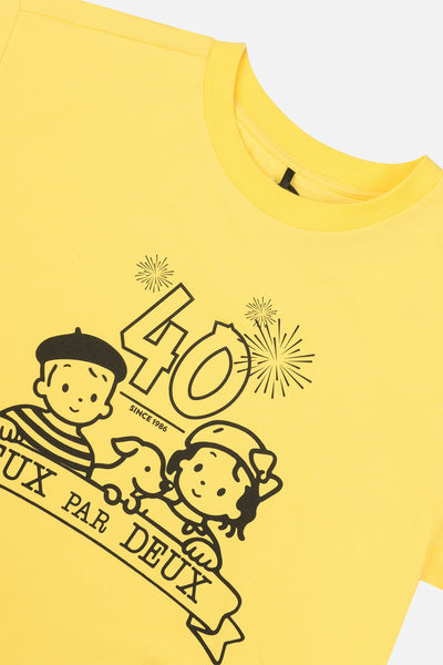 T-shirt graphique boxy adulte 40e anniversaire jaune miel