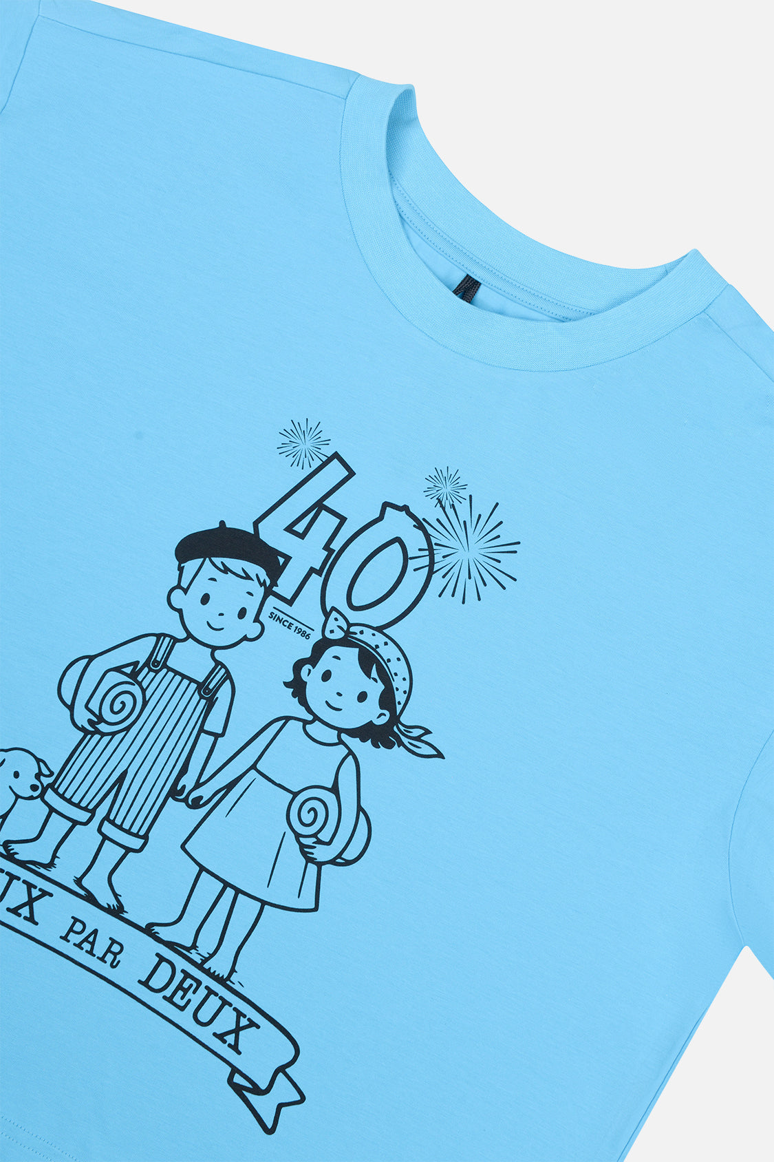 T-shirt graphique boxy adulte 40e anniversaire bleu ciel