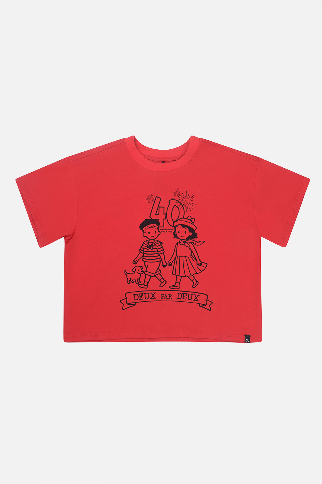 T-shirt graphique boxy adulte 40e anniversaire rouge coquelicot