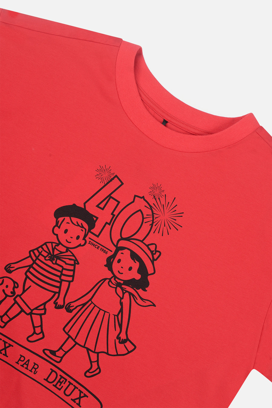 T-shirt graphique boxy adulte 40e anniversaire rouge coquelicot