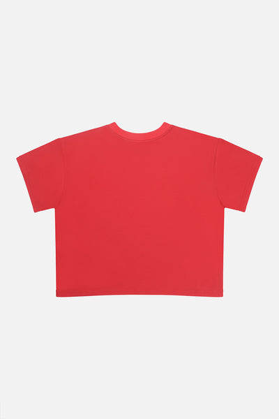 T-shirt graphique boxy adulte 40e anniversaire rouge coquelicot