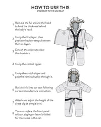 One Piece Baby Car Seat Snowsuit With Grey Arctic Friends Print Snowsuits Deux par Deux 