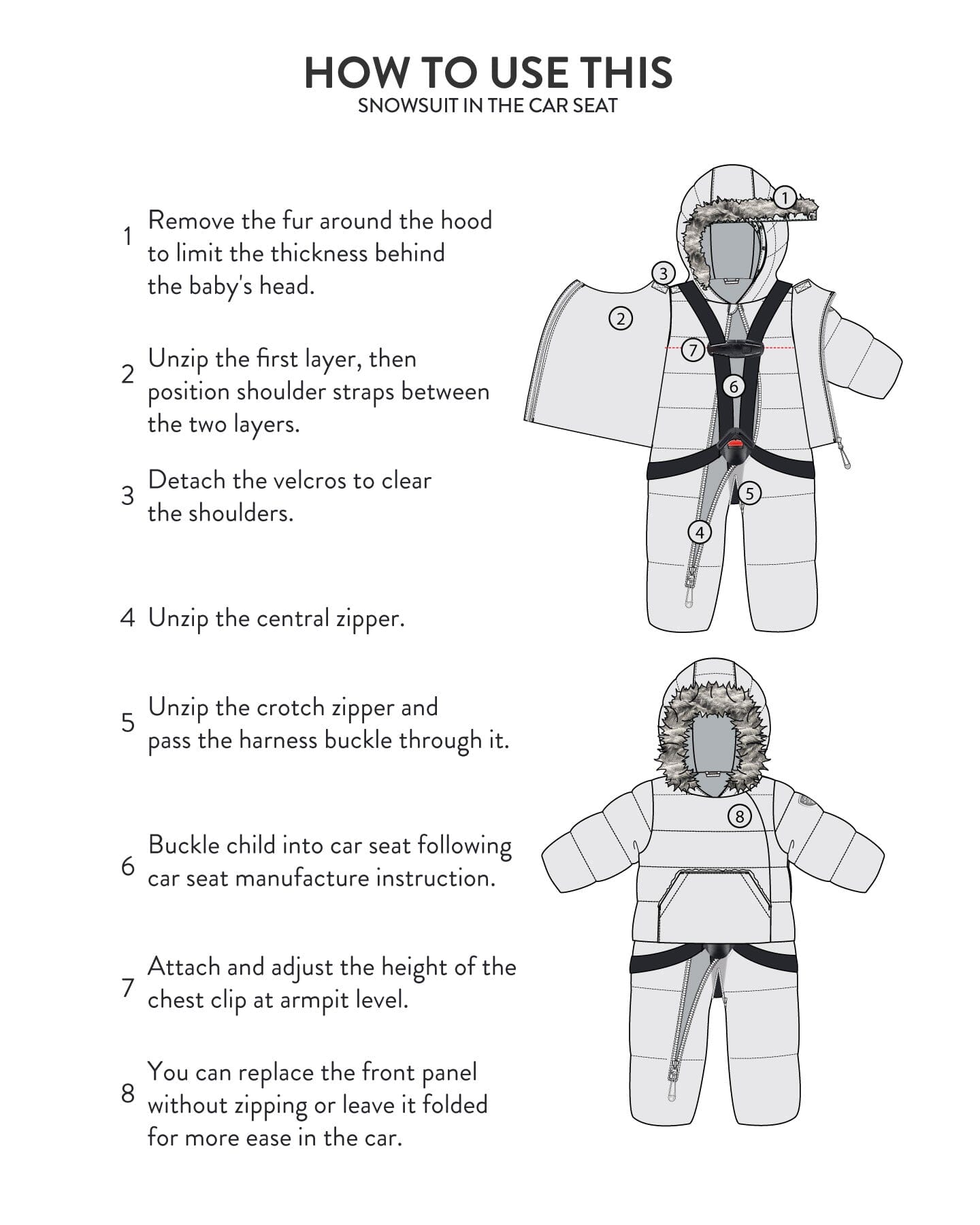 One Piece Baby Hooded Snowsuit Silver Pine Designed For Car Seat - G10B701_475