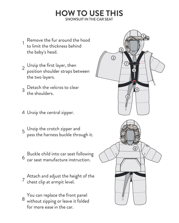 One Piece Baby Hooded Snowsuit Doe Designed For Car Seat - G10B701_160