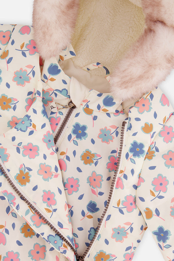 Baby Two Piece Snowsuit White With Floral Print - J10A501_1J003
