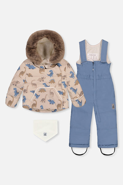 Baby Two Piece Snowsuit Blue Dinosaur Print - J10A501_1J006