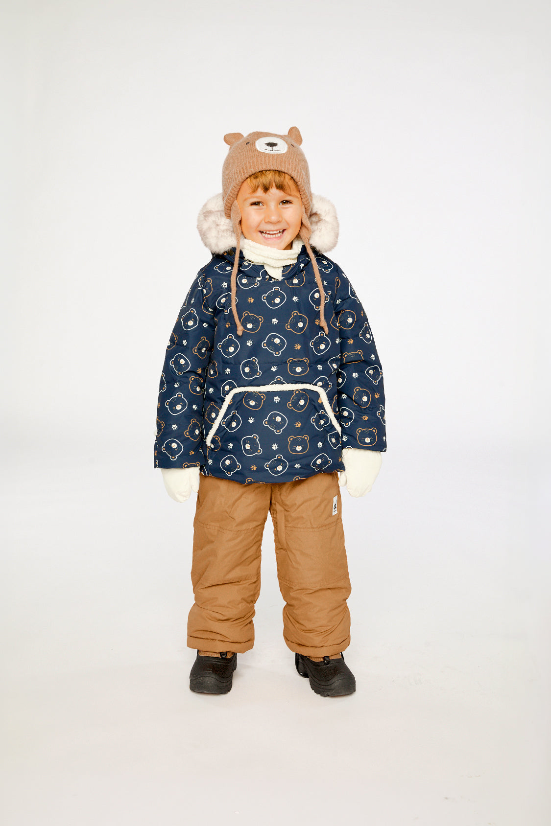 Baby Two Piece Snowsuit Blue Printed Teddy Bears - J10A501_1J008
