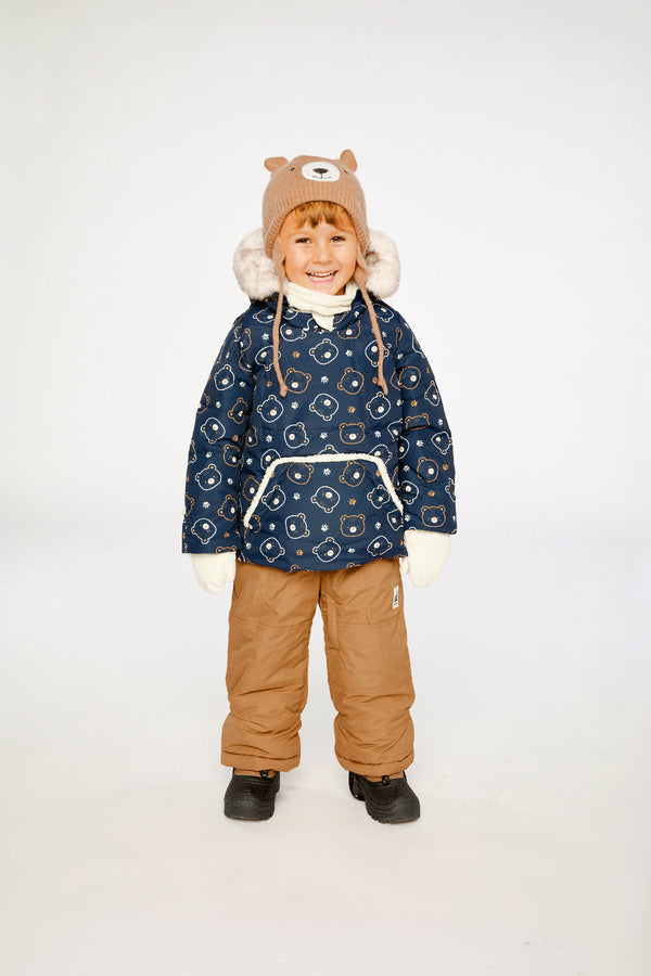 Baby Two Piece Snowsuit Blue Printed Teddy Bears - J10A501_1J008