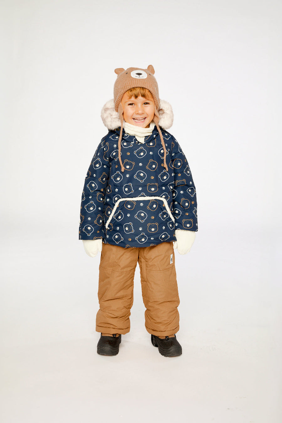 Baby Two Piece Snowsuit Blue Printed Teddy Bears - J10A501_1J008