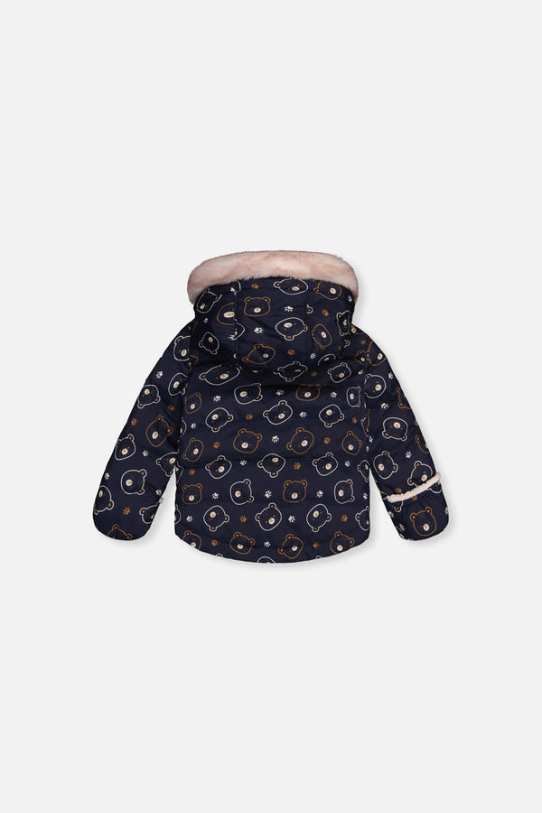 Baby Two Piece Snowsuit Blue Printed Teddy Bears - J10A501_1J008