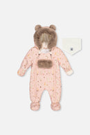 Baby One Piece Snowsuit Adapted For Car Seats Pink Animal Print - J10A601_1J001