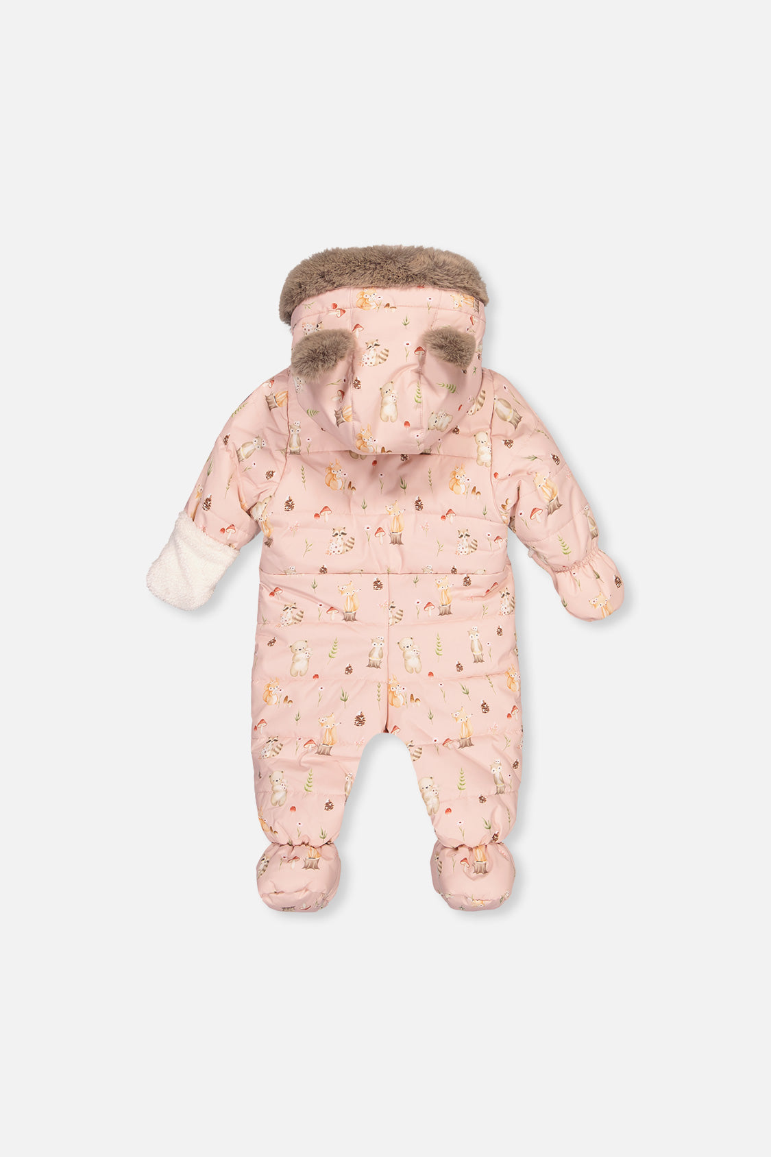 Baby One Piece Snowsuit Adapted For Car Seats Pink Animal Print - J10A601_1J001